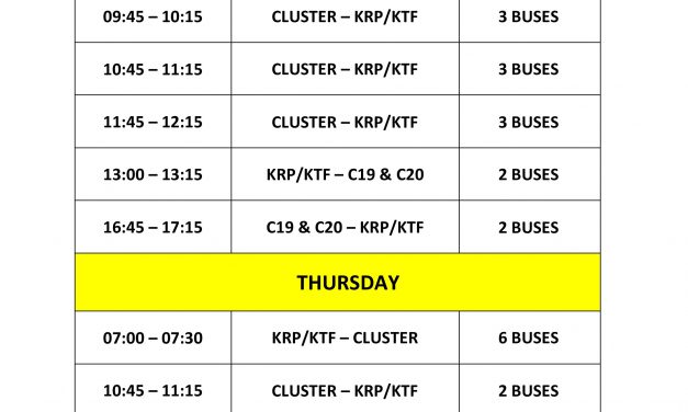 LATEST BUS SERVICE SCHEDULE FOR FOUNDATION PROGRAMME UTM