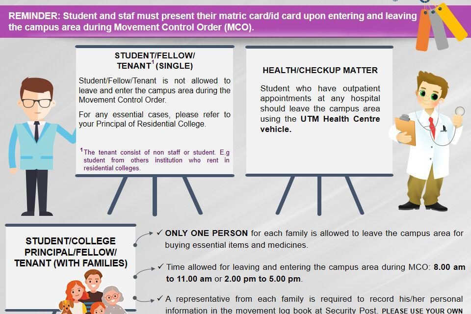 Guidelines for leaving and entering UTM Campus for students (Effective from 23th March to 14th April 2020)