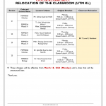 [ANNOUNCEMENT] RELOCATION OF THE CLASSROOM FOR UTM KL (18 MARCH 2024)