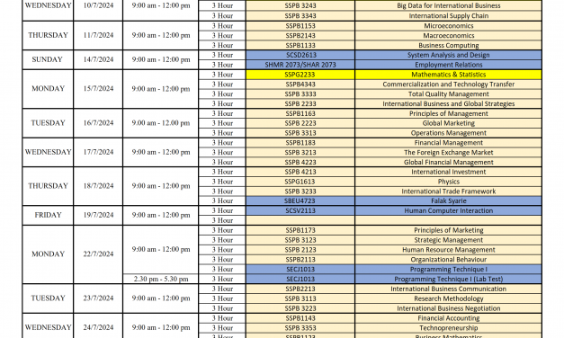 Final Examination Schedule for Degree Programme Session 2023/2024-II (THIRD DRAFT)