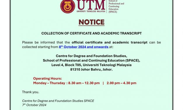 COLLECTION OF CERTIFICATE & ACADEMIC TRANSCRIPT  (FOR GRADUATES UNTIL JULY 2024)