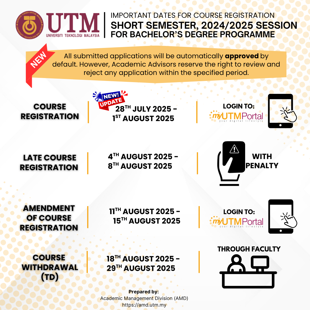 COURSE REGISTRATION FOR SHORT SEMESTER, 2024/2025-III SESSION