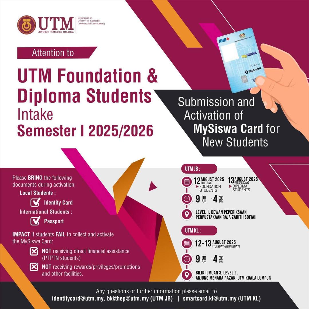 SUBMISSION AND ACTICATION OF MYSISWA CARD FOR NEW FOUNDATION STUDENTS (SEMESTER  I, 2025/2026)