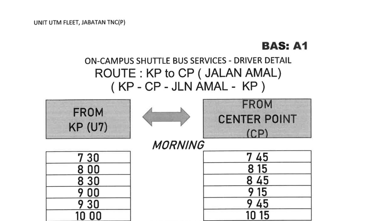 ON CAMPUS SHUTTLE BUS SERVICES