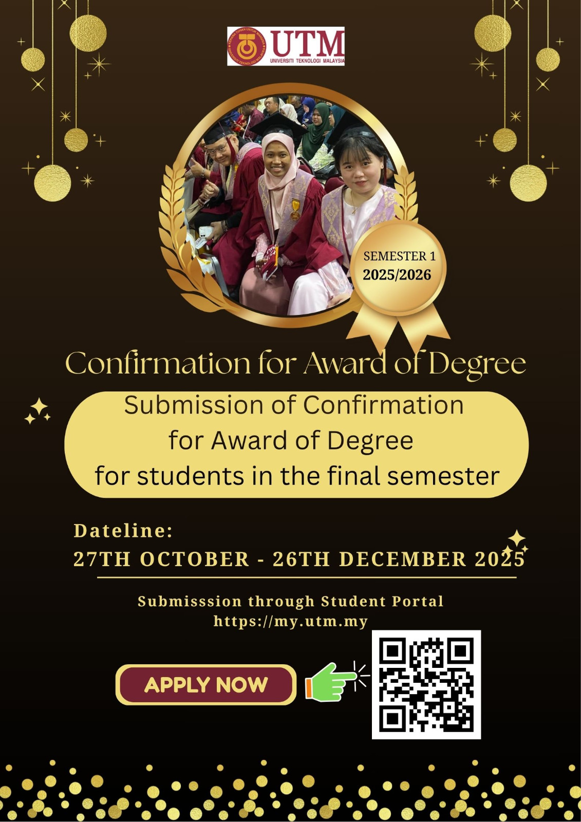 CONFIRMATION FOR AWARD OF DEGREE