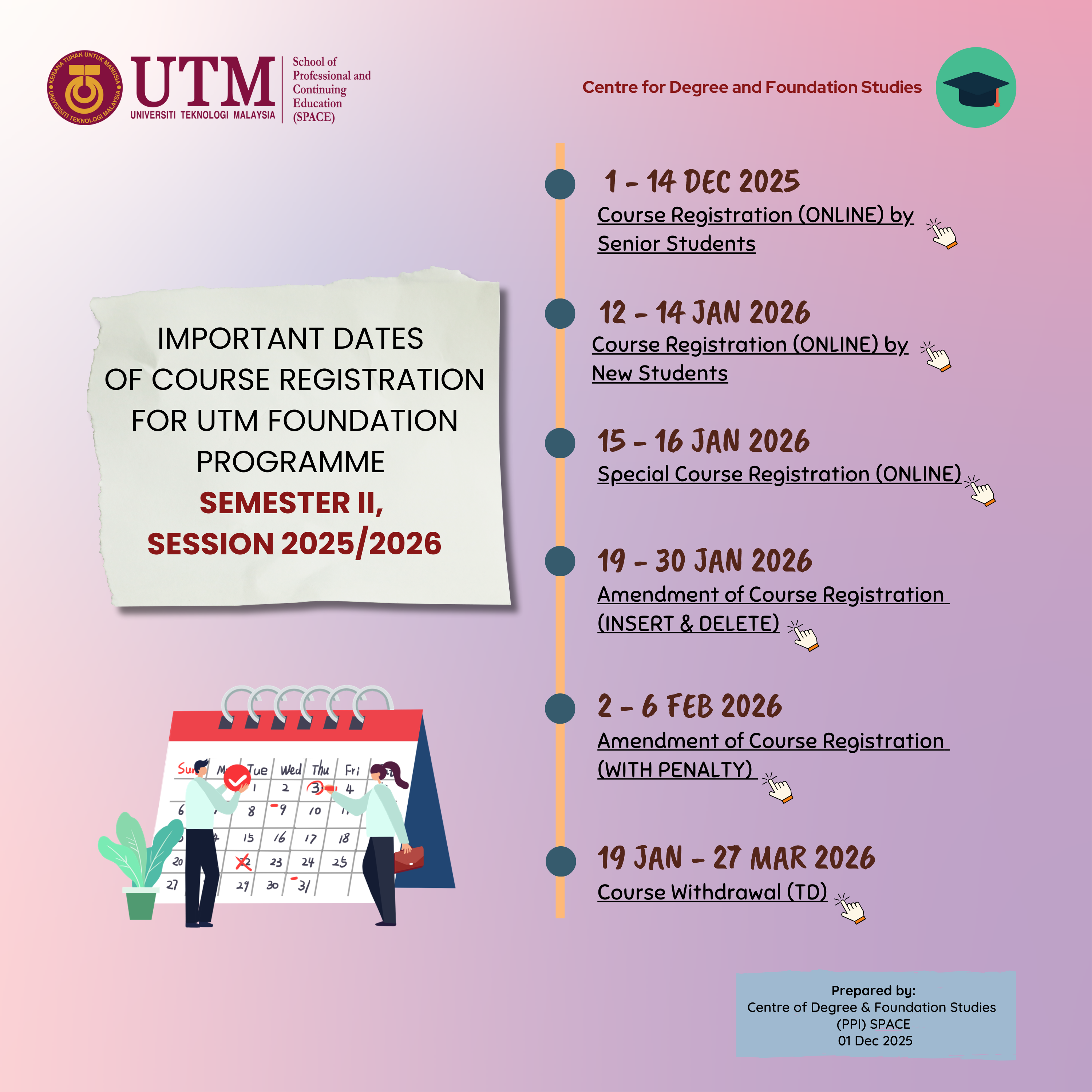 ONLINE COURSE REGISTRATION FOR SEMESTER II, SESSION 2025/2026 FOUNDATION PROGRAMME