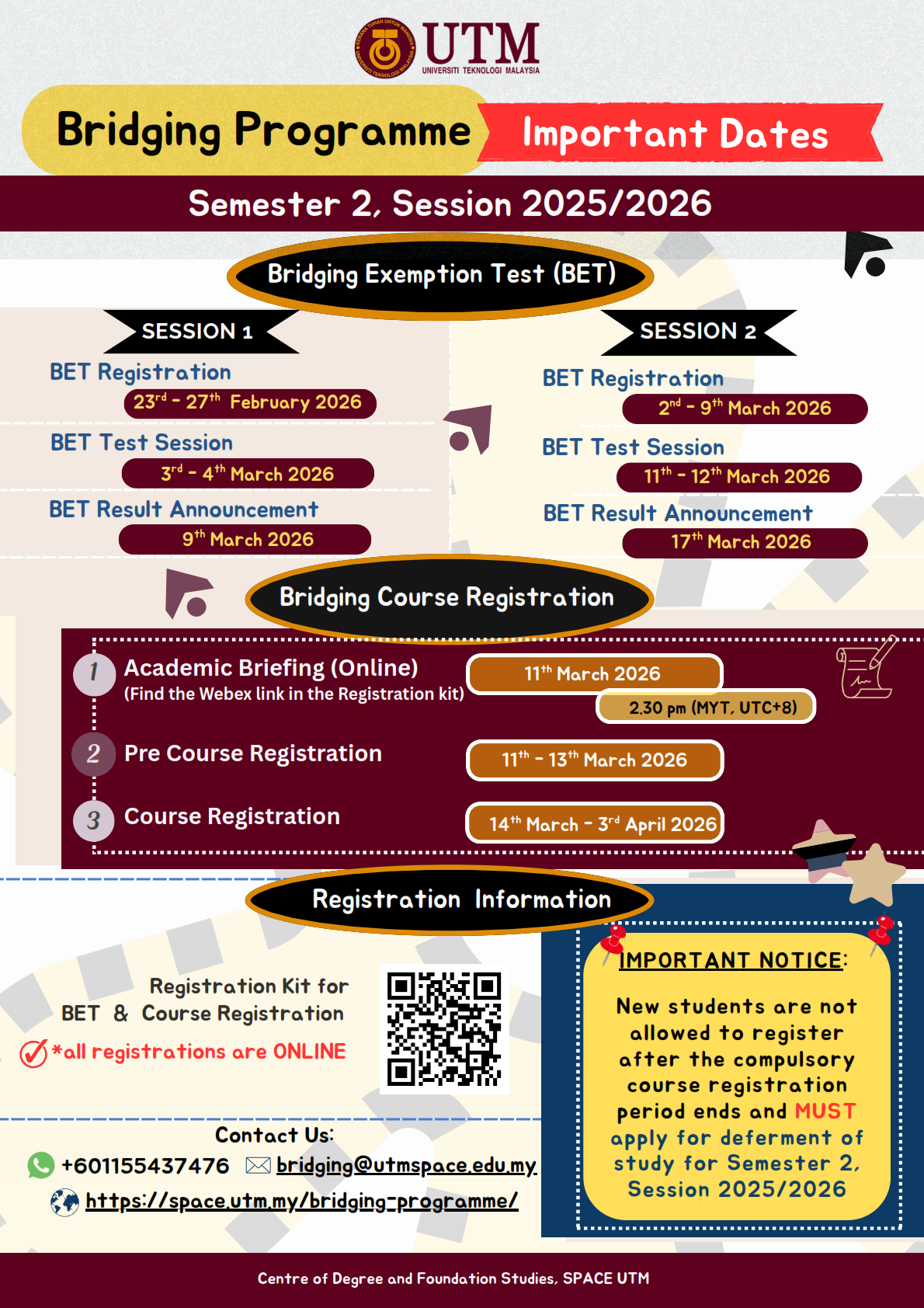 IMPORTANT DATES DATES FOR BRIDGING PROGRAMME SESSION 2025/2026-II