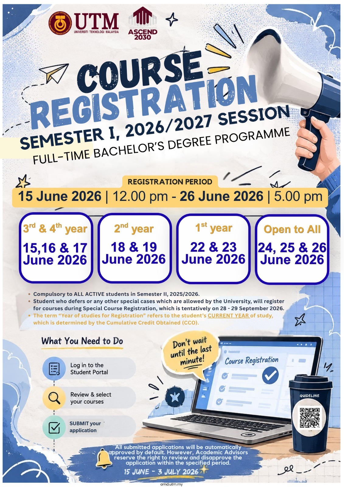 COURSE REGISTRATION SEMESTER I, 2026/2027 SESSION (CURRENT STUDENT)
