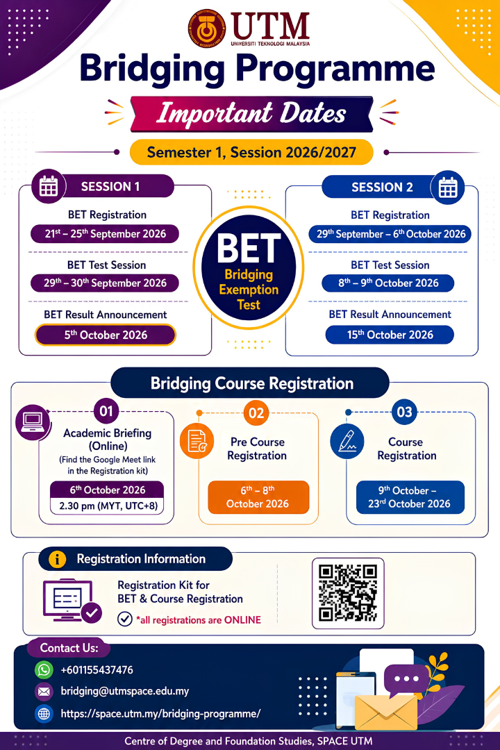 IMPORTANT DATES – BRIDGING PROGRAMME 2026/2027-I